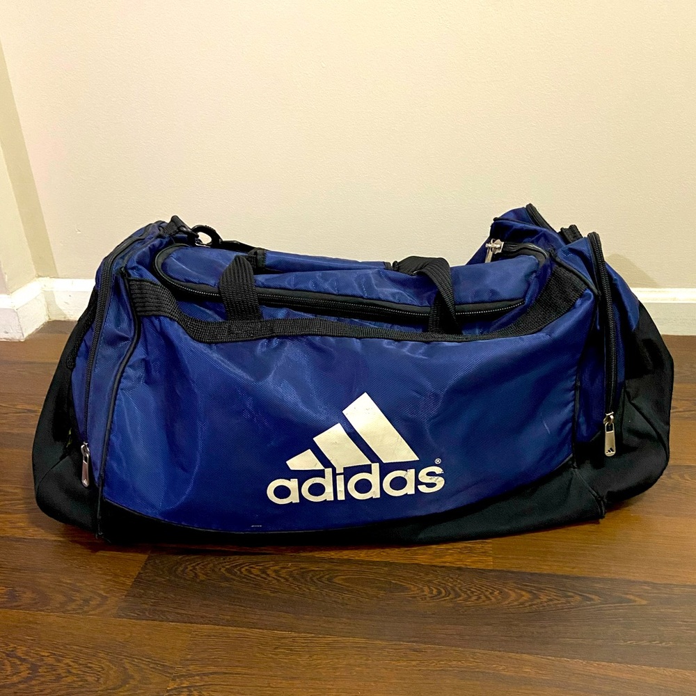 Navy Blue & White Adidas Sports Gym Bag